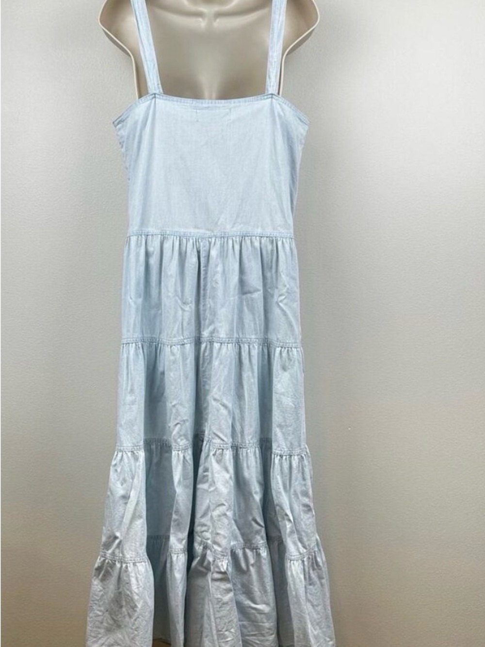 Pomander Place Tuckernuck Lola Chambray Tiered Midi Dress Light Blue Medium